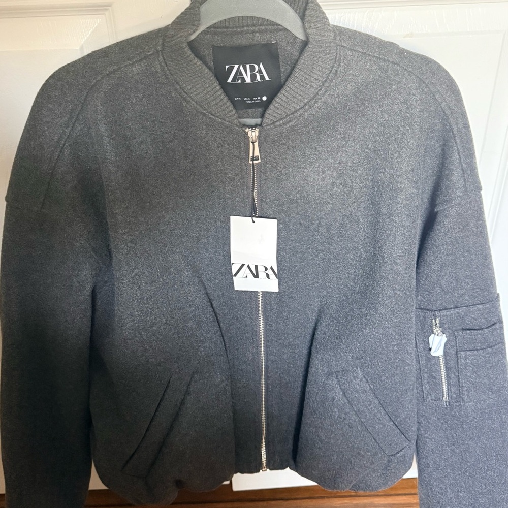Zara Women's Charcoal Bomber Jacket